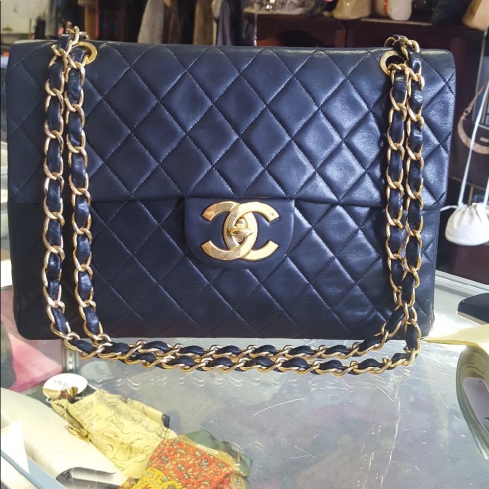 Vintage Chanel MAXI FLAP BAG 24 K PLATED GOLD